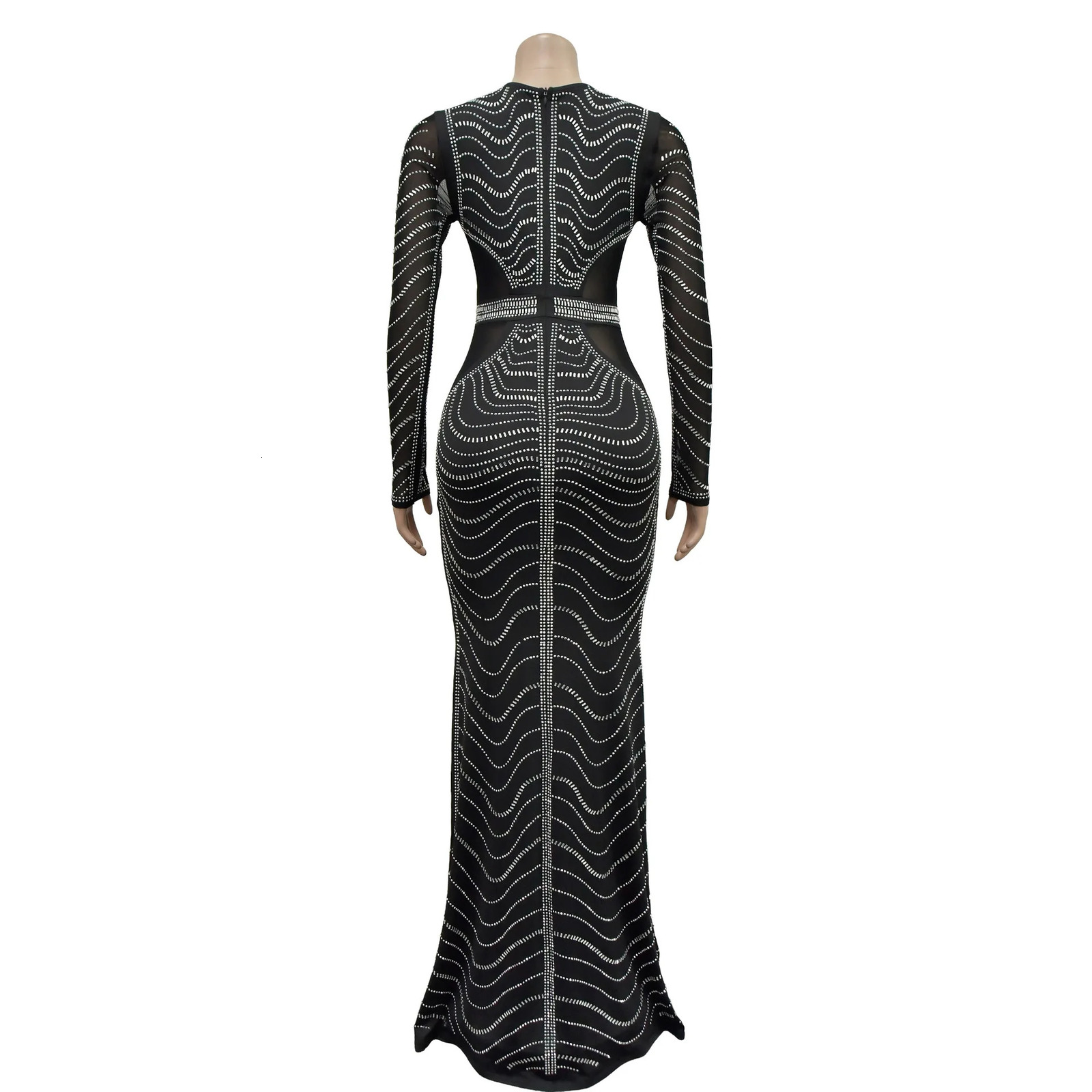 Womens Long Dress Sparkling Diamond Christmas Womens Long Sleeve Elegant Party Cocktail Ball Evening Dress HXY19 241125