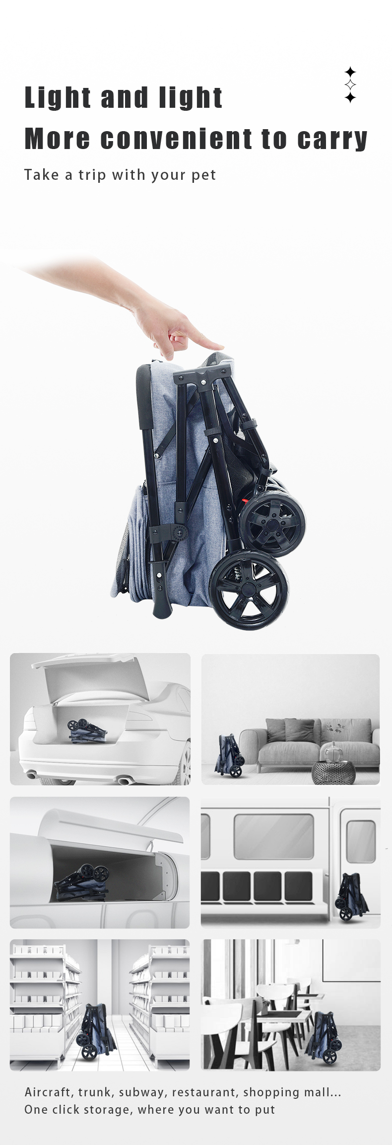 Cheap 4 wheel small pet stroller for cat/pet fold travel stroller small dog for pet travel /wholesale dog stroller pet carrier