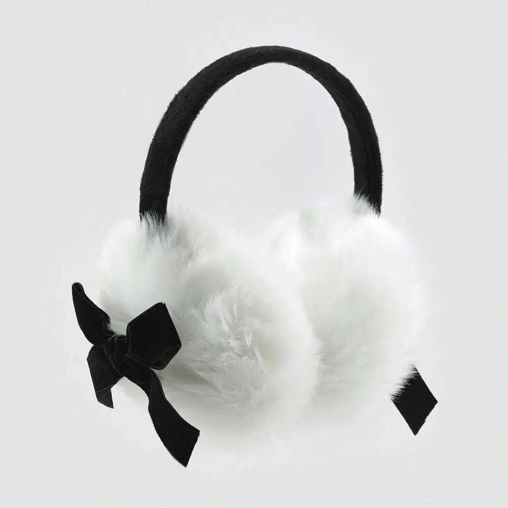 Cute Janese Faux Fur Plush Earmuffs JK Sweet Thicken Y2k Bowknot Earmuffs Windproof Cycling Winter Earfl WomenXJ241126