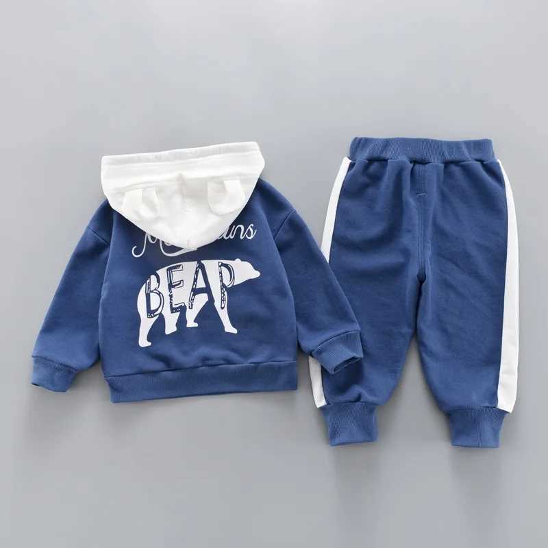 Clothing Sets Children Active Clothing Autumn Spring Toddler Boy Sports Set Baby Hoodie Letter Top Pants 2pcs Outfit Kid Solid Color Tracksuit H241126