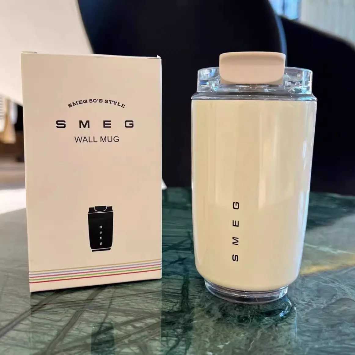 water bottle SMEG 240ML Milk White Beverage Cup Travel Portable Drinking Cup Stainless Steel Vacuum Leak proof Coffee Thermos H241125