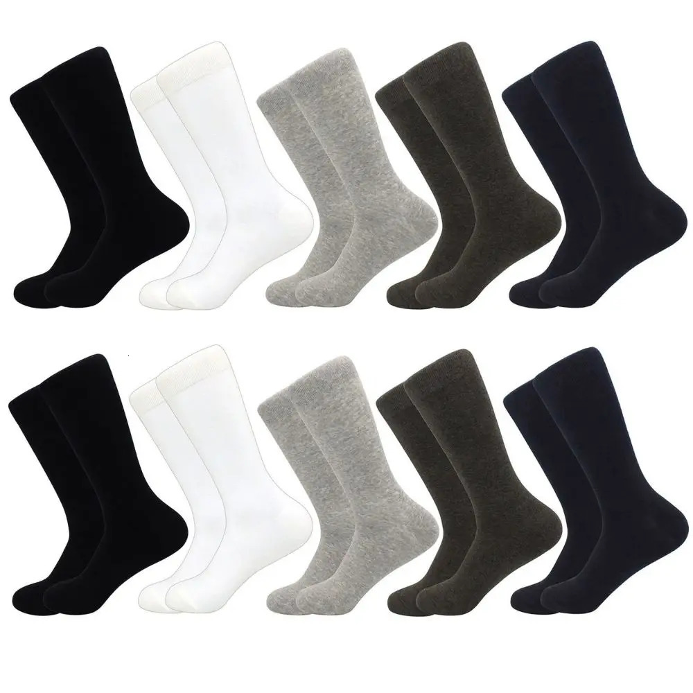 10 pairs of mens socks black cotton dress socks high-quality long autumn and winter sweat and odor resistant calf socks 241126
