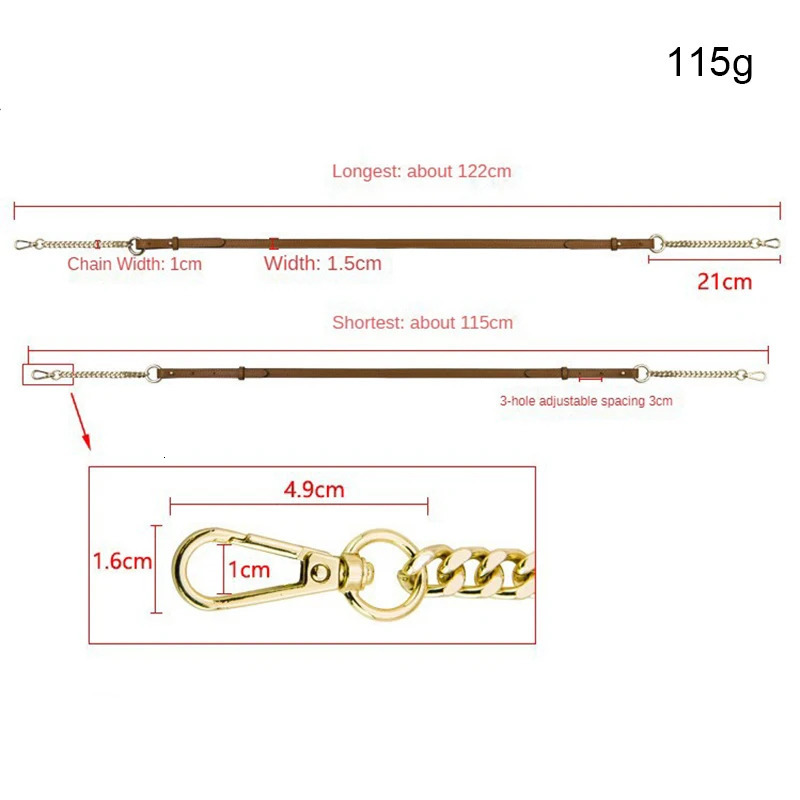122CM Shoulder Bag Belt Messenger Replacement Chain Single Buy Accessories Strap 241125