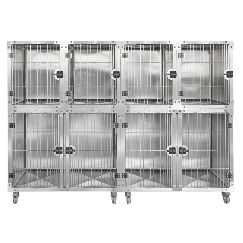 pet boarding cage wholesale Veterinary pet hospital Hot sale stackable pet boarding cage VET Combinable Stainless Steel Square A
