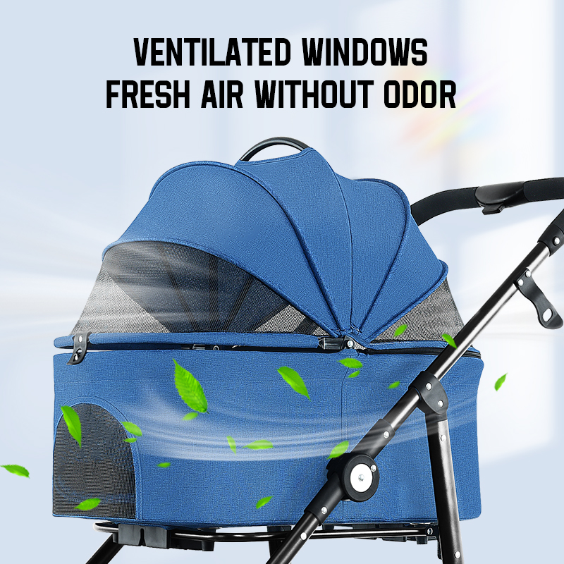 Wholesale high-quality outdoor Travel 4 Wheel Pet Carrier Stroller Fold Dog Carrier City Walk Strolling Cart For Dogs And Cats