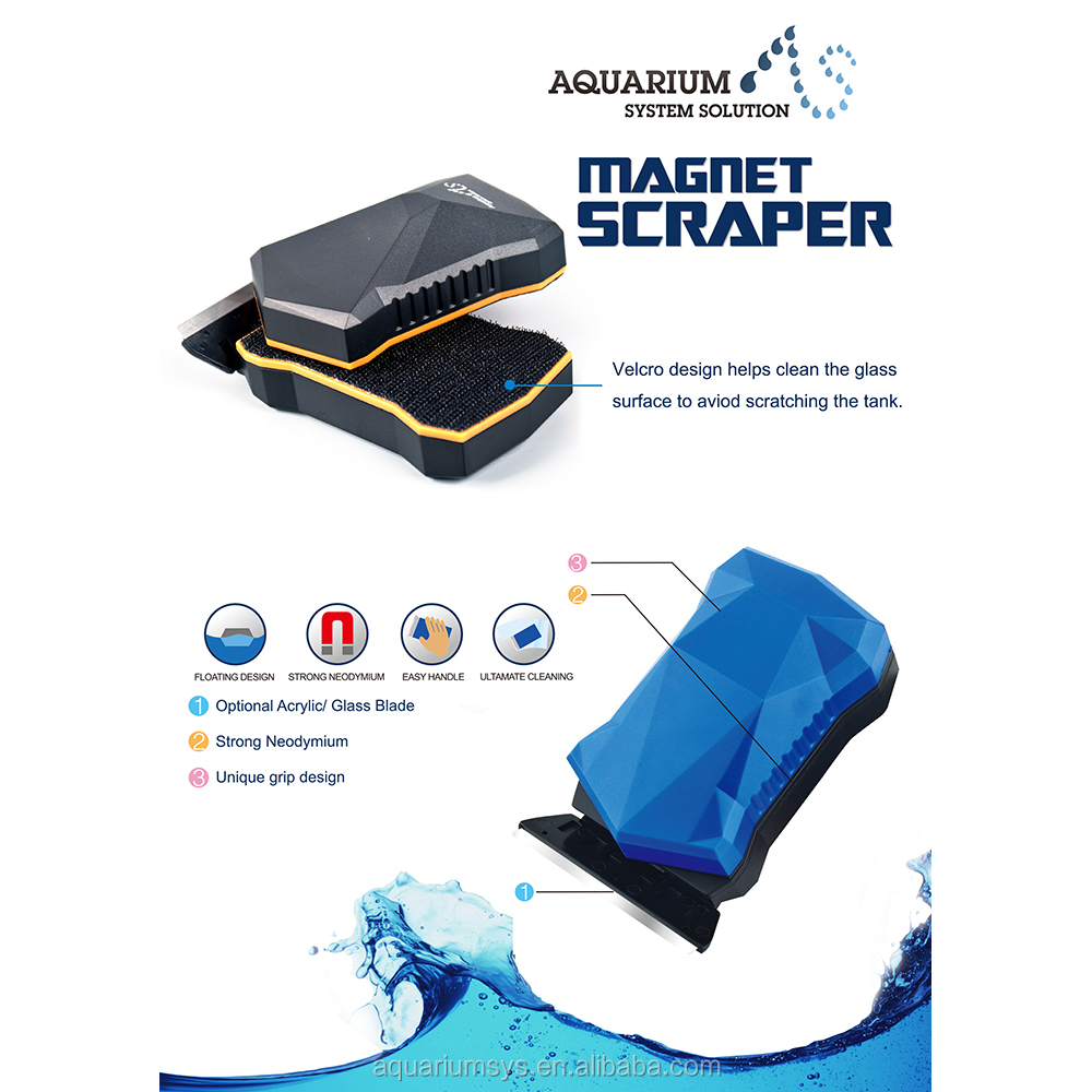 A.S. MS/S Magnet Scraper Aquarium Cleaner Fish Tank Brush (S/Simple Packing)