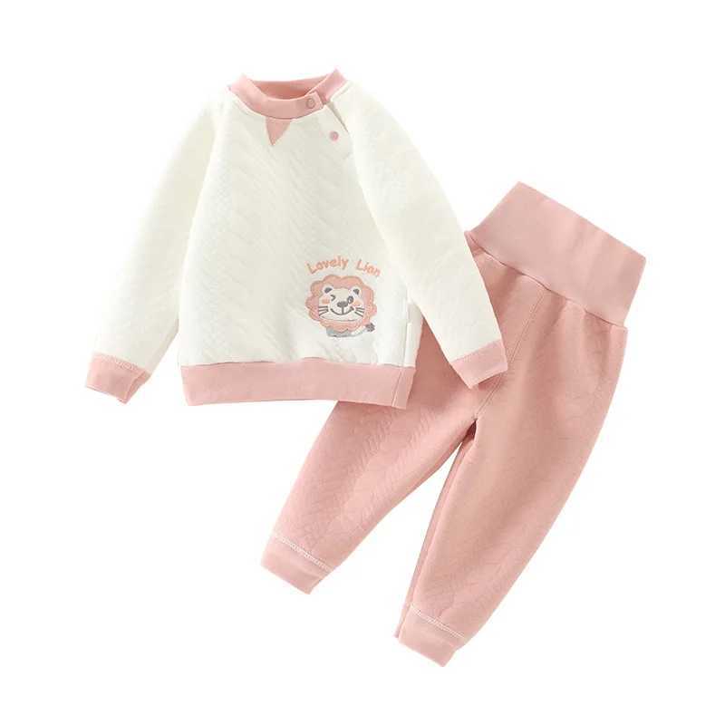 Clothing Sets Autumn Winter 1-3 Years Baby Thermal Underwear 2Pcs Set Pure Cotton Comfortable Kids High Waist Belly Protection Lounge Clothes H241126