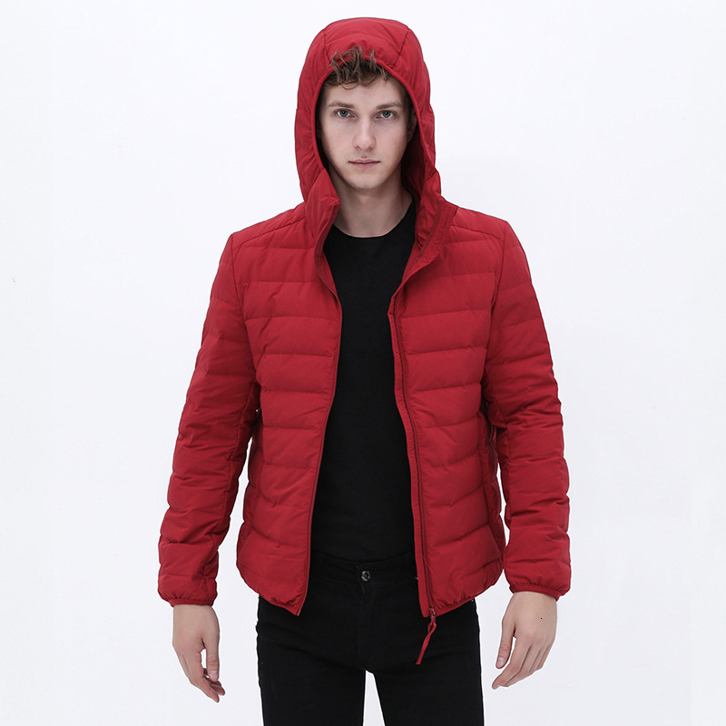 2025 new lightweight down men's hooded seamless one-piece woven jacket plus size