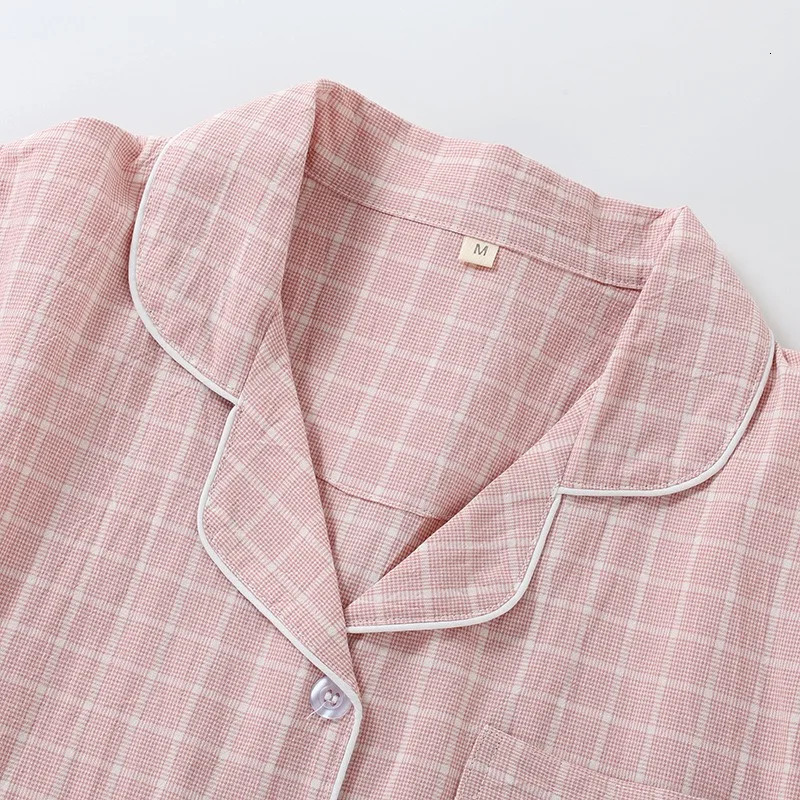 Japanese style couples 2-piece set of 100% pure cotton long sleeved pants simple plain weave pajamas for women/men 241126