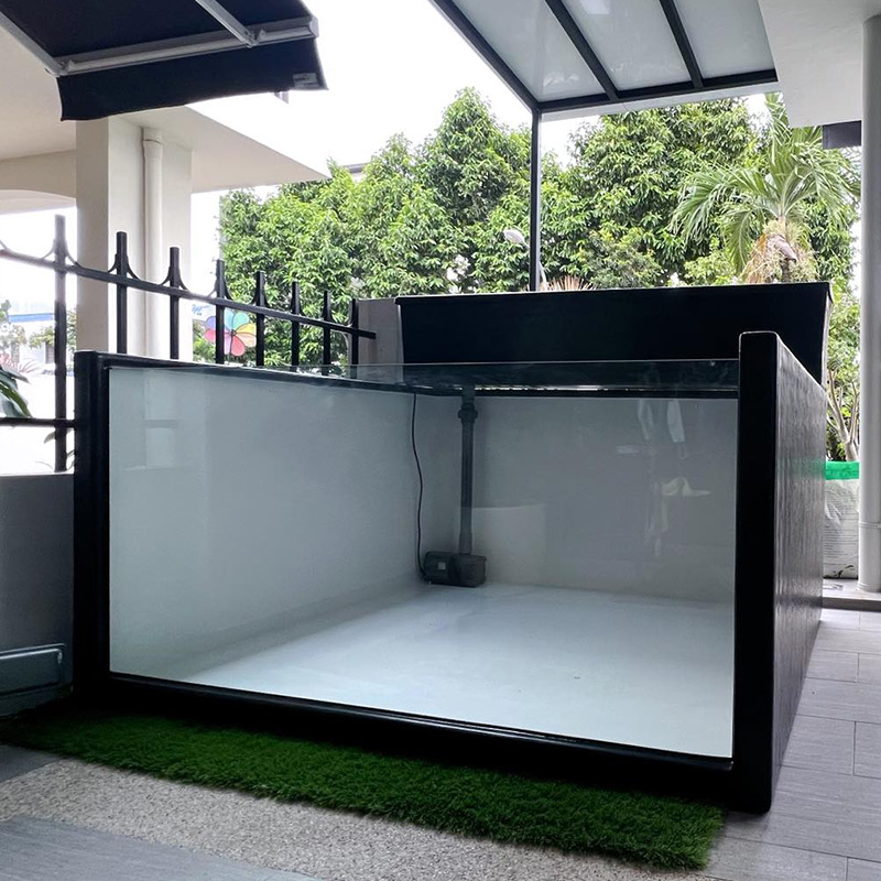 factory indoor cheap large fiberglass frp modern side top back filter aquarium koi fish tank glass window pond fountain fish tan