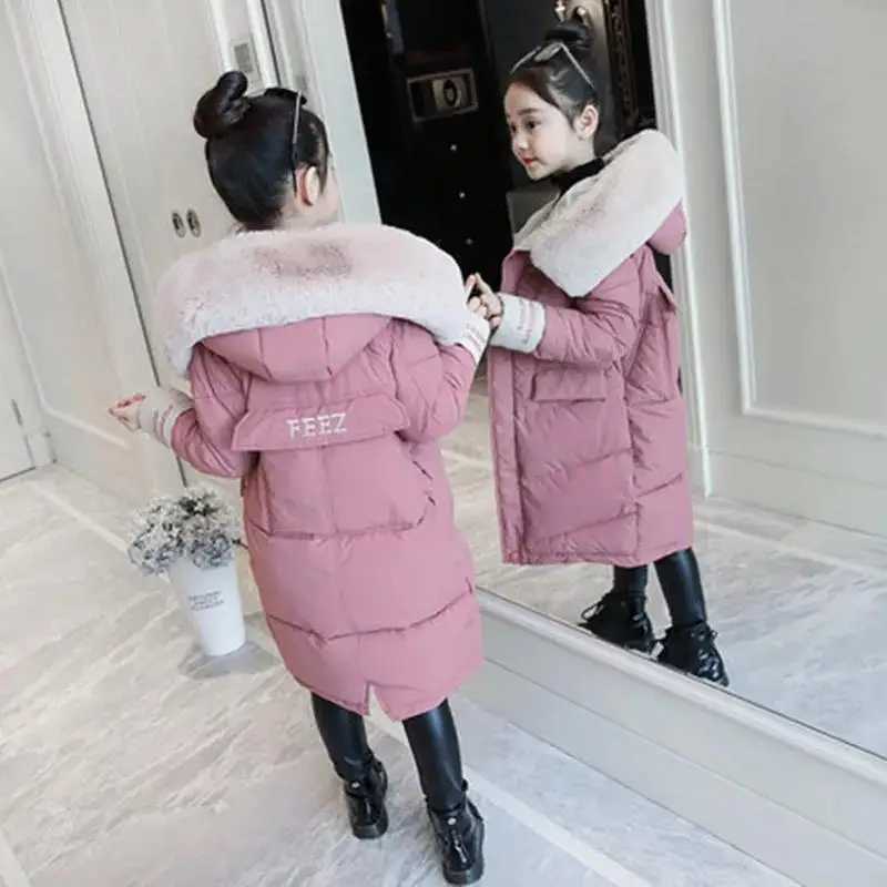 Down Coat 2024 new brand Children Girl Jacket Thick Long Winter Warm Fashion parka Hooded Outerwear Clothes For Kids girls clothing H241123TUDI