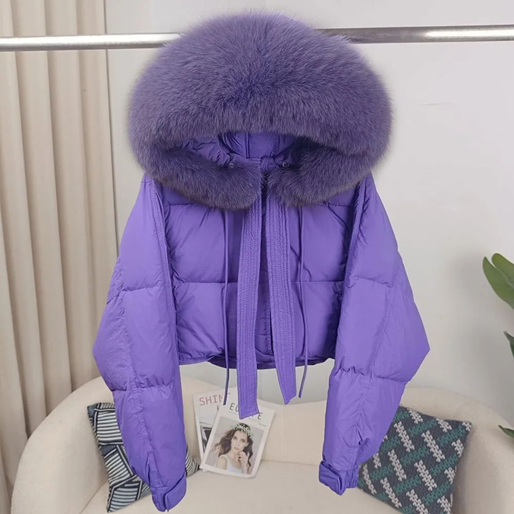 Winter Womens Jacket Detachable Genuine Fox Fur Raccoon Fur Collar Thick Duck Down Loose Street Clothing 241125