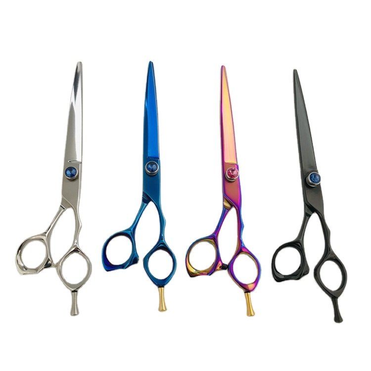 AK110 7.5 inch black blue pink purple rainbow pet grooming scissors shears dogs cats barber salon sets kits titanium titan