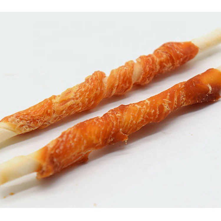 Wholesale dried dog treats Chicken wrapped in Cow skin roll Natural Pet Food Pet treats Dog snacks