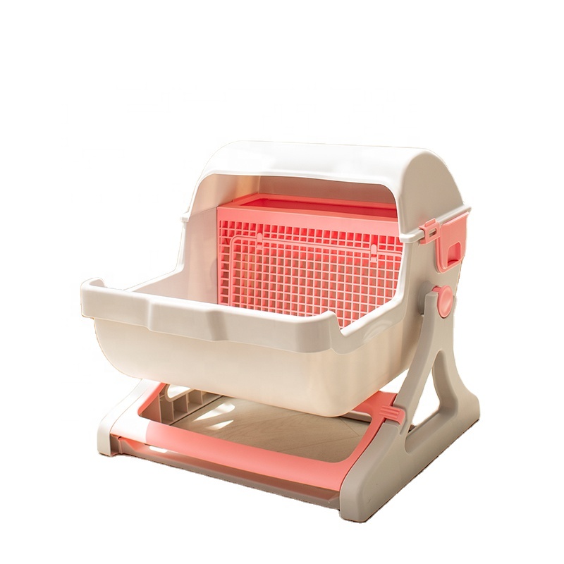 Leyou foldable cat litter box self cleaning litter box for pet grooming cat litter box