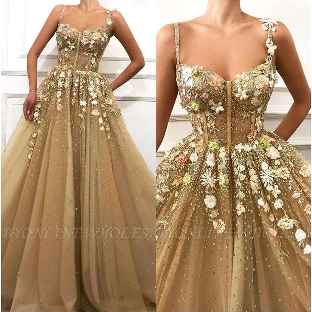 Straps A Spaghetti Elegant Tulle E Long Prom 3D Ral Lace Applique Corset Sheer Or Length Formal Party Evening Dresses Bc0684 Pplique Lz0304