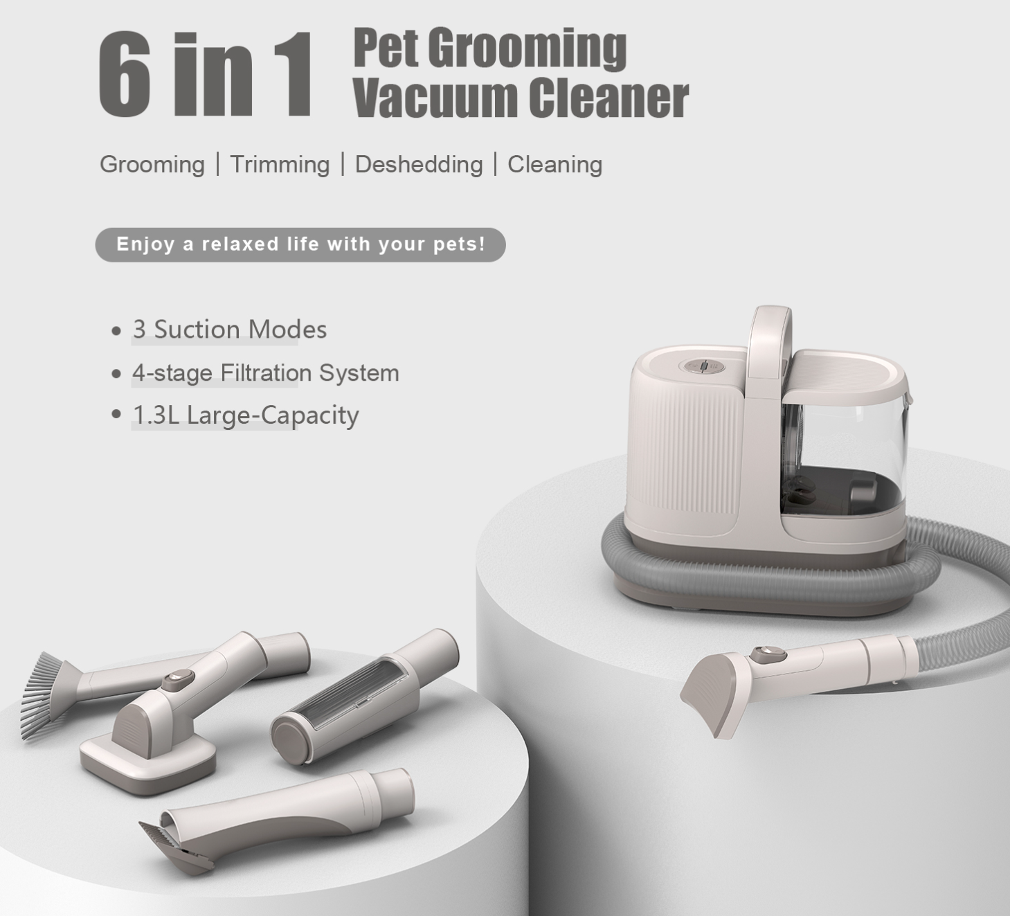 6 in 1Pet Brush Hair Remover Vacuum Brush Pet Hair Grooming Vacuum Cleaner For Pets Dogs Cats
