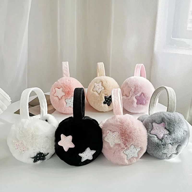 Fur earmuffs sequins star patterns winter warm earmuffs folded plush earmuffs womens outdoor skiing earmuffs warm earmuffs for women W241126