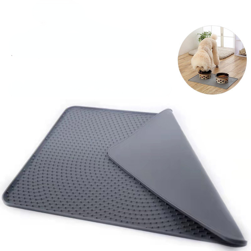 Non Slip Water Out to Floor Silicone Waterproof Food Mat 0.4inch Raised Edges Dog Cat Pet Feeding Mat