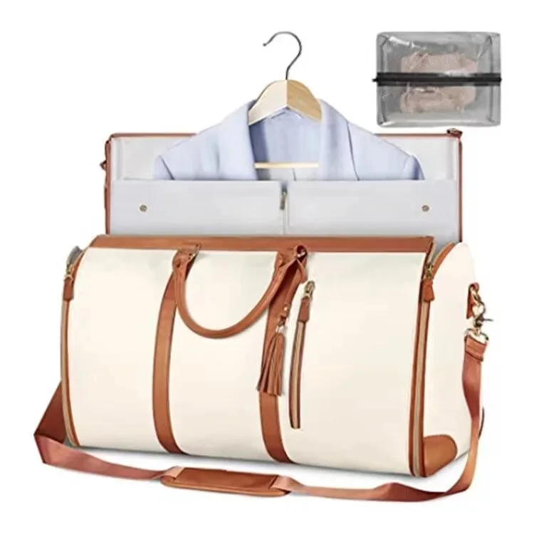 Custom Letters Fashion Women PU Leather Garment Bag Large Capacity Foldable Duffle Suit Bag Casual Versatile Travel Luggage Bags