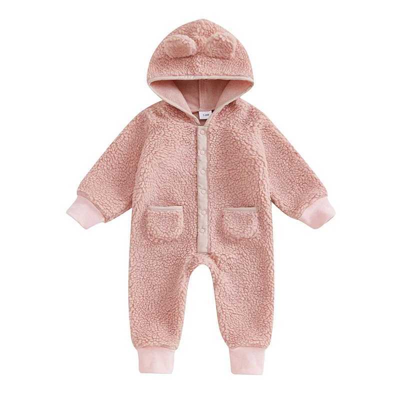 Clothing Sets Baby Boy Girl Fleece Hooded Rompers Autumn Winter Warm Long Sleeve Zipper Full Length Jumpsuit for Toddlers Infants H241126