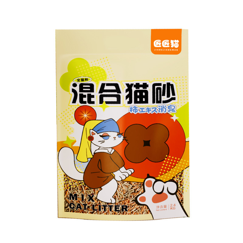 Manufacturer wholesale pet cleaning supplies activated carbon persimmon flavor deodorizing large particles mixed tofu cat litter