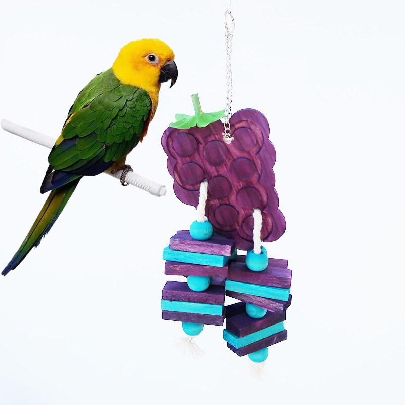 Colorful Hanging Wood Pet Bird Parrot Chew Bite Toy For Medium and small bird parrot