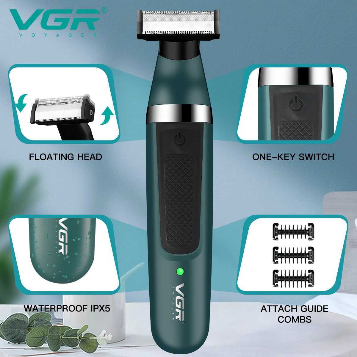 VGR Electric Shaver Professional Shaving Machine Waterproof Razor 2 in 1 Hair Shaver Beard Trimmer Portable Shaver for Men V-393XJ241207