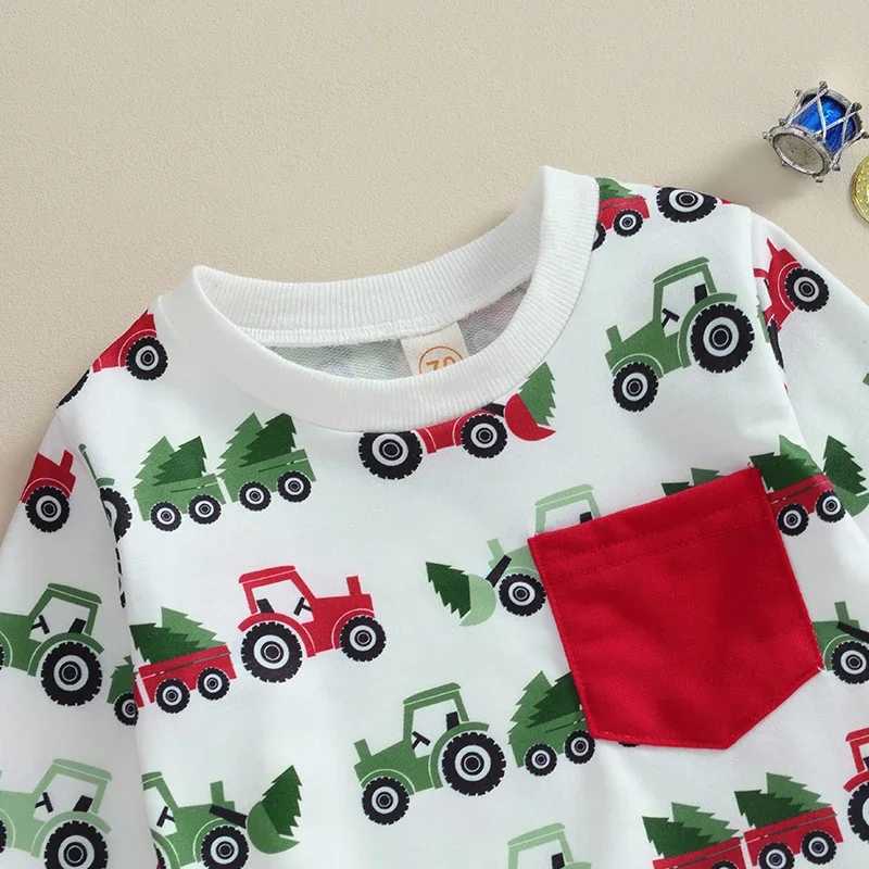 Clothing Sets Toddler Boys Girls Christmas Outfits Truck Christmas Tree Print Long Sleeve Sweatshirts Long Pants 2Pcs Xmas Kids Clothes Set H241126