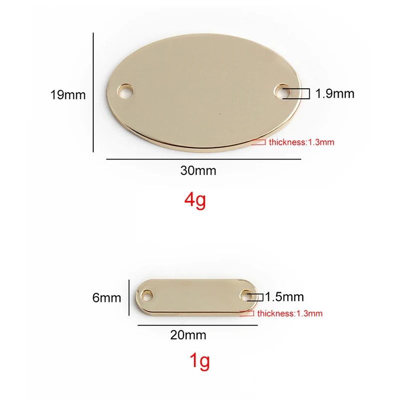 1030200PCS 20x6mm30x19mm Oval Metal Double Holes Sewing Plate For DIY Pendant Bags Clothes Custom Tags Blank Label 241125