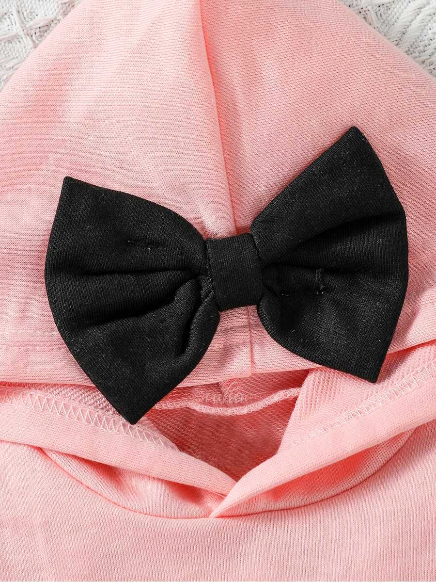 Clothing Sets Baby girl Pink Long Sleeve Hooded casual and cute autumn letter printing Pantsuit Outdoor Set H241126