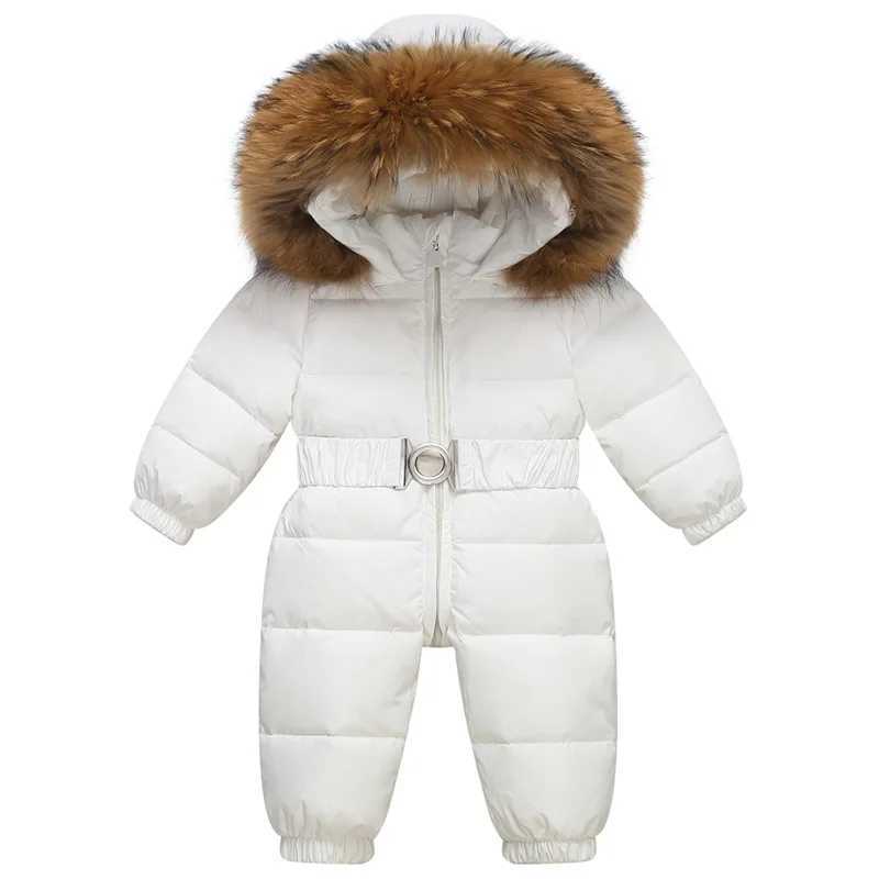 Down Coat Winter Ski Suit Baby Jumpsuit Boy Overalls Warm down jacket Kids toddler girl Clothes Children Clothing faux fur coat overcoat H241123