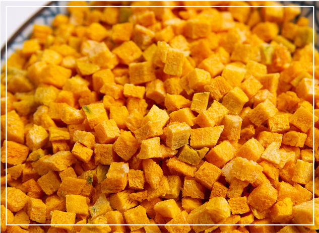 odm pumpkin diced pet food added nutrition supplement dehydrated vegetables 5*5*5mm freeze-dried pumpkin diced
