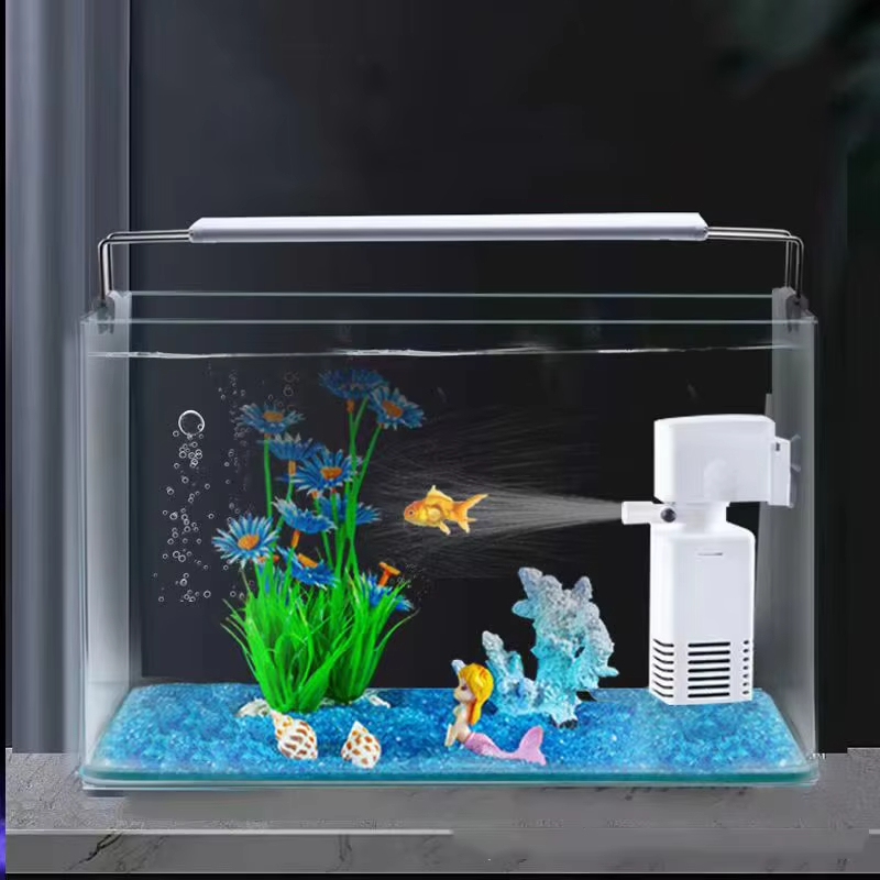 Living Room Small Goldfish Tank Transparent Glass Fish Tank Aquarium With Oxygen Lighting