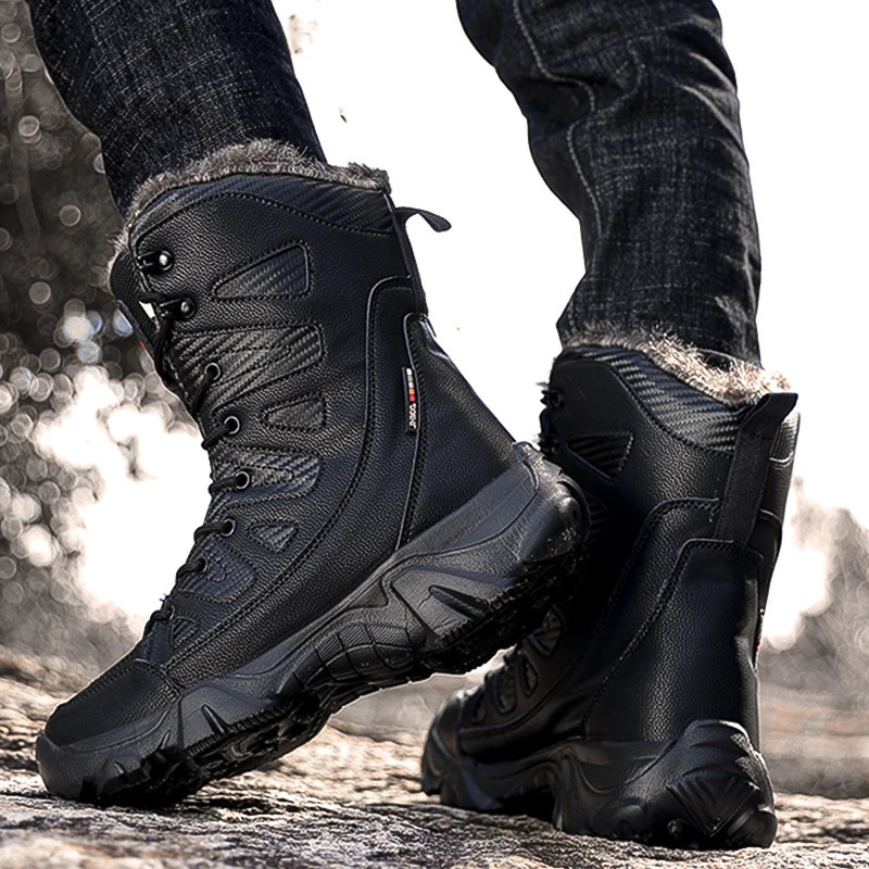 Winter waterproof mens boots plush super warm snow boots mens sports shoes Ankle boots outdoor mens desert boots Botas Hombre 241126