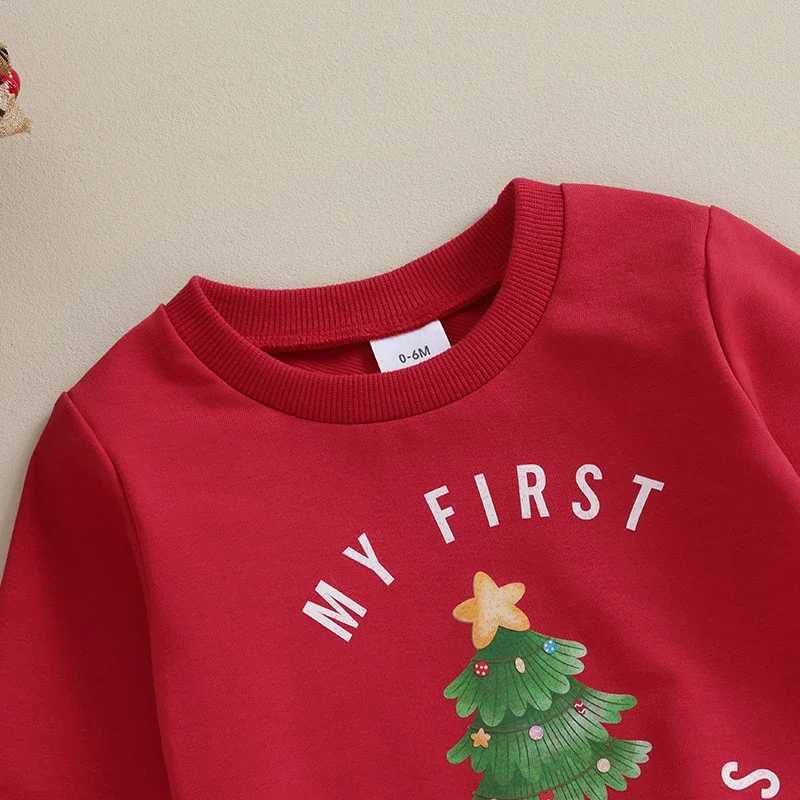 Clothing Sets Baby Xmas Clothes Set Tree Letters Print Long Sleeve Crew Neck Sweatshirt with Sweatpants Christmas Outfit for Girls Boys H241126