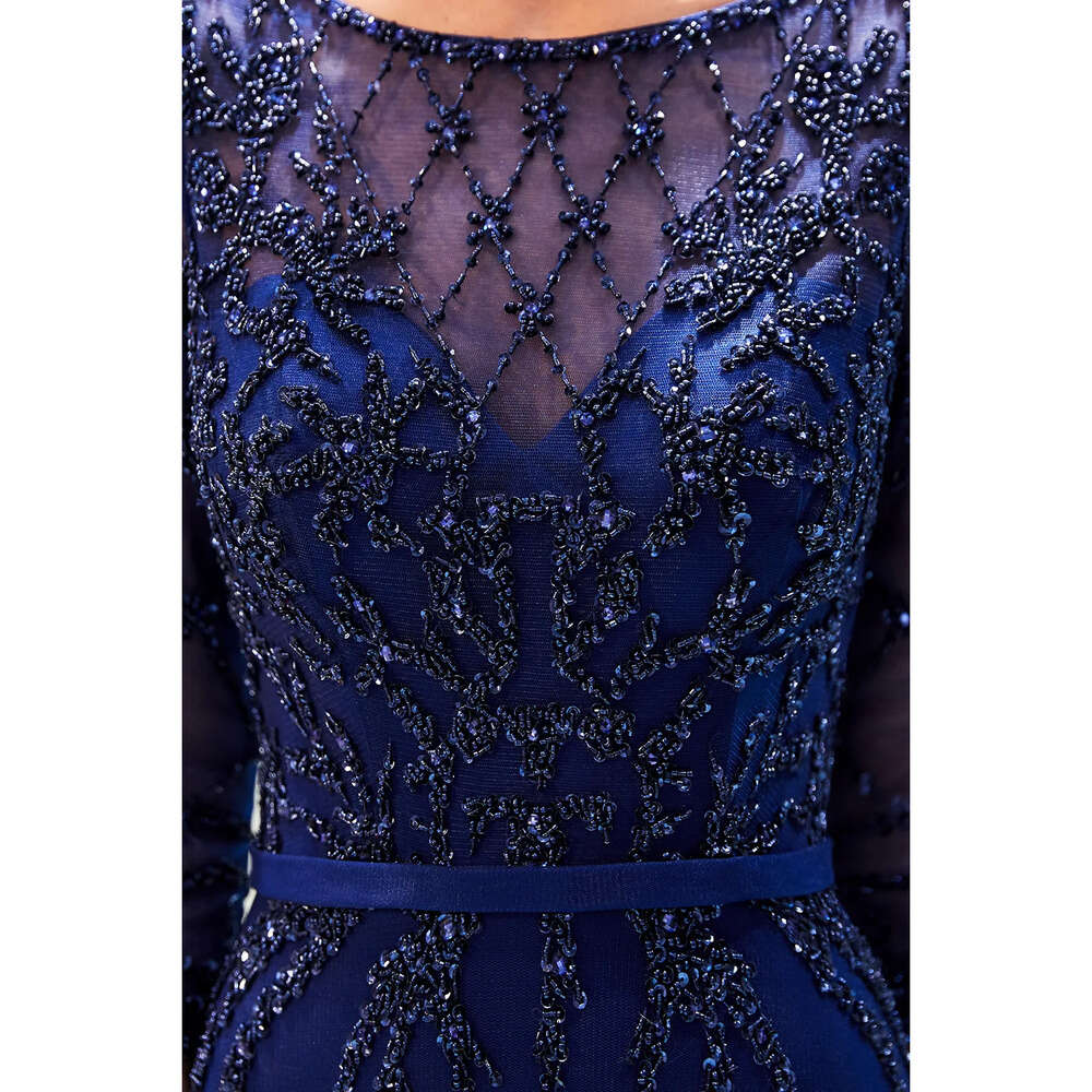 Tulle Long Evening Mermaid Beaded 2019 Half Sleeves Sequins Or Length Formal Party Prom Dresses 100% Real Image Cps1181 Lz0304