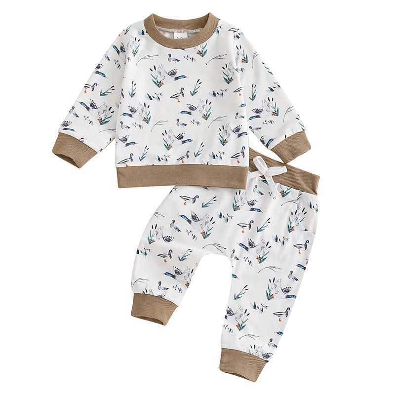 Clothing Sets Toddler Boy Winter Outfit Bear Print Hooded Jacket and Fleece Lined Pants 2 Piece Set for Baby Boy Warm Clothes H241126