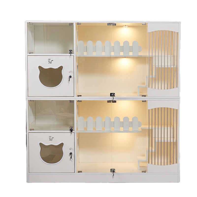 Cat villa woodousehouse Cat villa litterbox Cat-boarding-cages