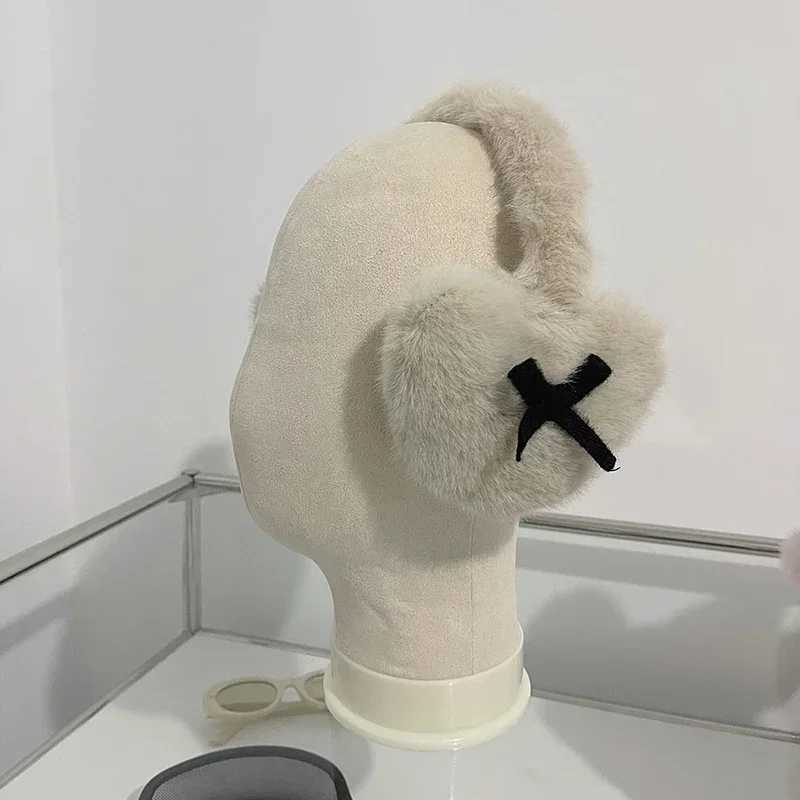 New Women Winter Warm Thickened Bow Earmuffs Kaii Heart Janese JK Women Ear Protection Cycling Eaags Y2k AccoriesXJ241126