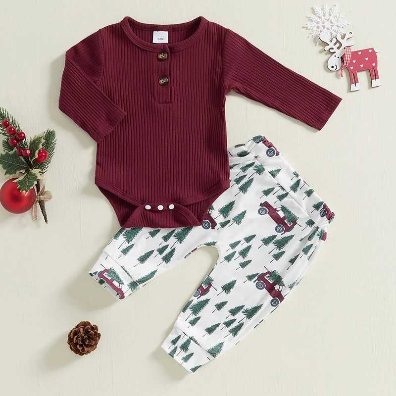 Clothing Sets Infant Holiday Outfits Jumpsuit with Festive Reindeer Print Leggings 2Piece Fall Clothes for Christmas H241126