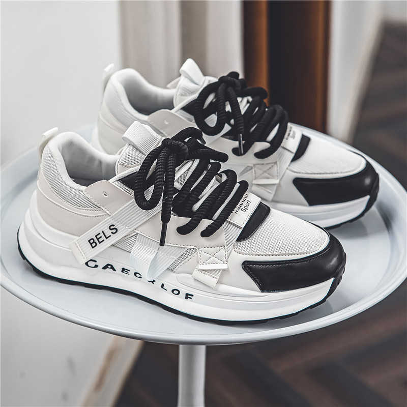 High Quality Spring New Blue Ribbon Decorative Low Top Lace Sports Shoes with Height Increase Thick Bottom Mesh Breathable Mens Shoes T241126