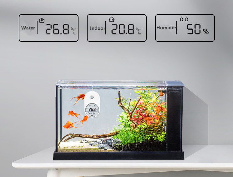 LCD Digital Aquarium Thermometer Fish tank thermometer aquarium accessory water indoor humidity 3 in 1 thermometer