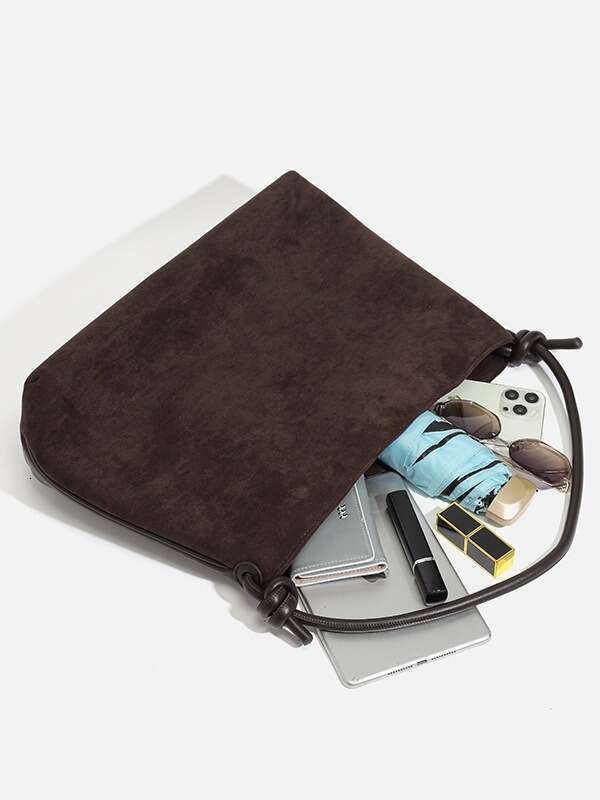 LEMON KOKO Brand suede leather women's handbag large capacity shoulder bag street wear crossbody bag