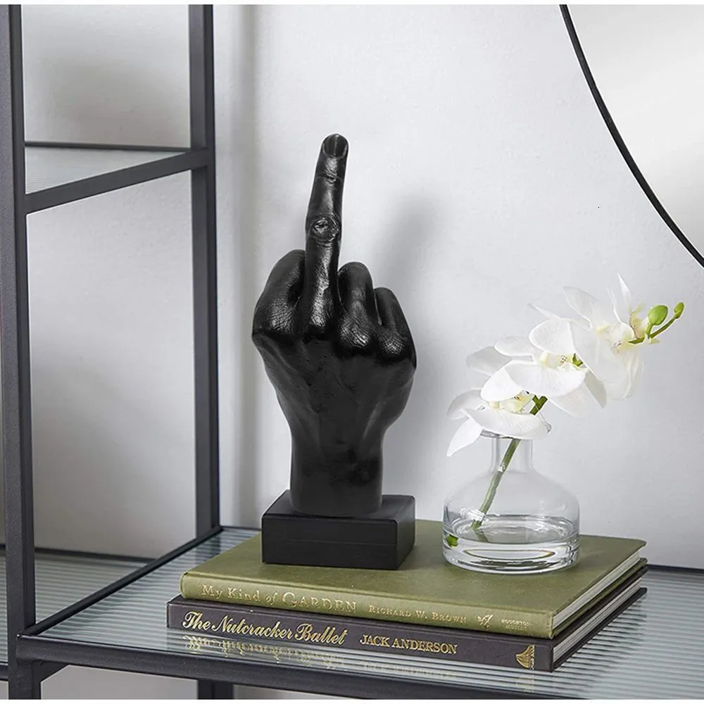 Decorative Objects Figurines Personalized Middle Finger Statue Nordic Resin Craft Sculptures Ornament Home Office Decorations Living Room Decor 230418