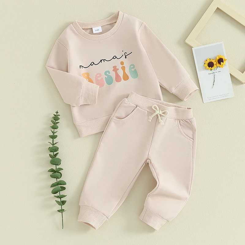 Clothing Sets Girls Fall Outfit Set with Long Sleeve Letter Print Sweatshirt and Solid Color Pants Toddler Autumn Clothing Set H241126
