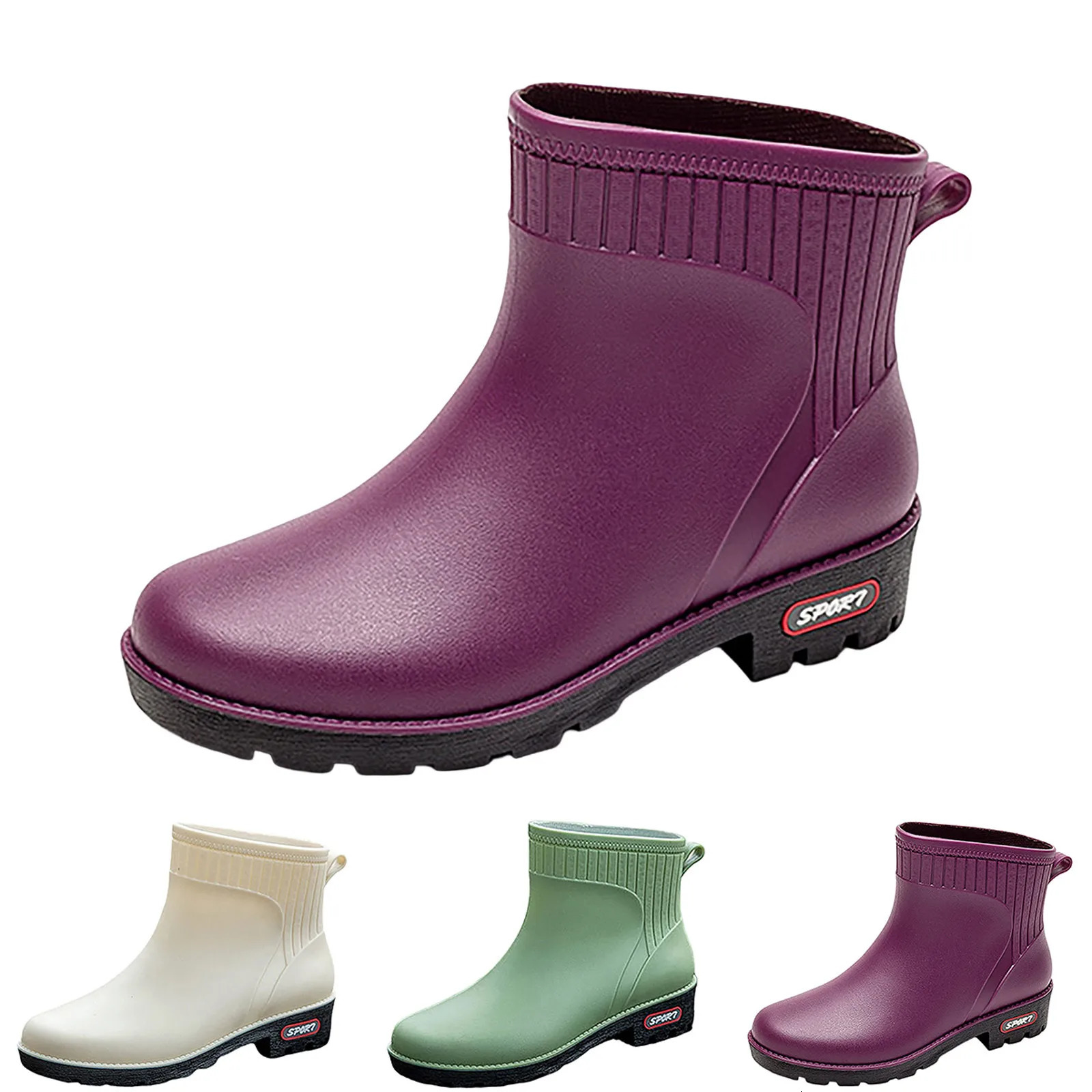 Waterproof rain boots for women rubber shoes for feet womens work garden Galohes waterproof short and chubby rain boots shoes Botas De Lluvia Mujer 24