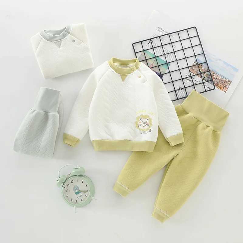 Clothing Sets Autumn Winter 1-3 Years Baby Thermal Underwear 2Pcs Set Pure Cotton Comfortable Kids High Waist Belly Protection Lounge Clothes H241126