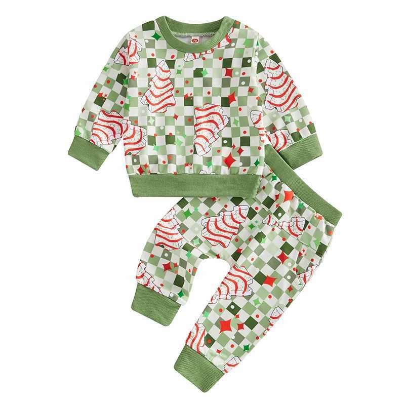 Clothing Sets Toddler 2-Piece Holiday Set with Festive Reindeer Print Sweatshirt and Matching Pants - Christmas Winter Outfit for Baby H241126