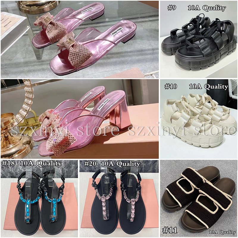 10A Top Quality Women's Fashion Leather Sandals Bling Shiny Slipppers Slides Gifts for Women